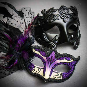 Elegant Purple and Black Masquerade Mask